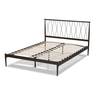 Modern Queen Platform Bed Strong Metal Frame With Criss Cross