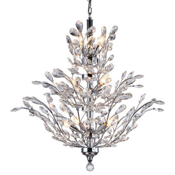 18-Light Crystal Chandelier, Chrome With European Crystals