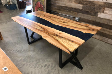 Spalted Maple Epoxy Dining Table Steel legs