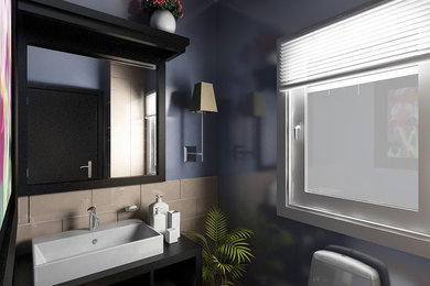 Inspiration for a contemporary powder room remodel in Other