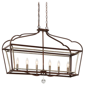 Minka Lavery Astrapia 6 Light Island Light, Dark Rubbed Sienna With Aged Silver