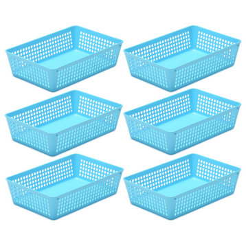 6-Pack Plastic Storage Baskets for Office Drawer, Desk, 32-1182-6, Blue