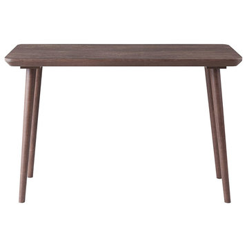 Contemporary Desk, Angled Sleek Legs and Beveled Rectangular Top, Walnut Oak