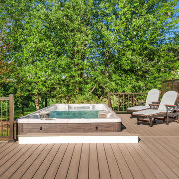 AZEK Reserve Collection Driftwood Decking & Express Universal Rail Bronze