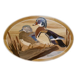 Oshkosh Designs Exquisite Wood Ducks Inlay Medallion - Floor Medallions And Inlays