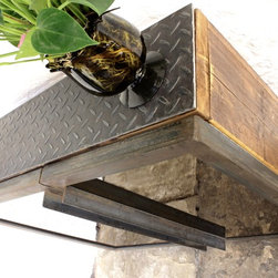 Fiona Asymmetric Mirrored Door and Reclaimed Scaffolding Board Hall Unit with Sh - Products