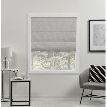 Exclusive Home Acadia Total Blackout Roman Shade, 23x64, Silver