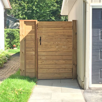 Horizontal Wood Fence Brown Treated Wood