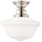 Hudson Valley Lighting - Edison Collection, One Light 15-inch Semi Flush, Polished Nickel Finish - Mouth blown schoolhouse glass and vintage cast socket holders signal the style and quality of classic American design. Our Edison collection restores the prized optic properties of heritage-crafted fixtures to your inspired d_cor.