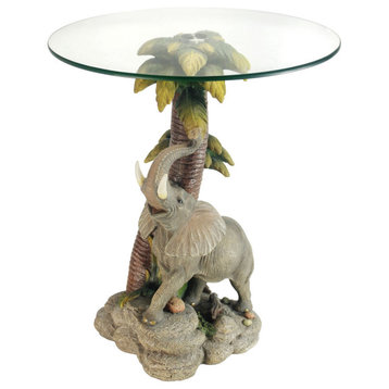 24" Glass Top Elephant End Table