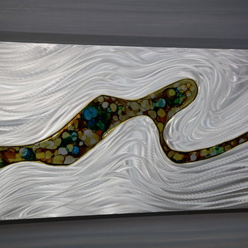 Edge of Dawn - Silver, Brown & Yellow Contemporary Metal Wall Art