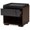 Rikke Two-Tone Gray and Walnut Wood 1-Drawer Nightstand