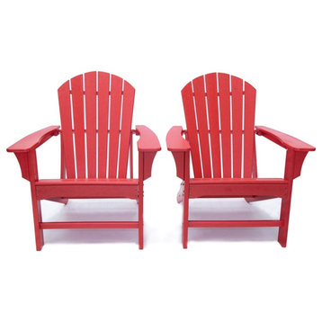 Hampton Red Outdoor Patio Adirondack Chair (2 Pack)