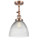 Innovations Lighting - Seneca Falls 1-Light Semi-Flush Mount, Antique Copper, Clear Halophane - One of our largest and original collections, the Franklin Restoration is made up of a vast selection of heavy metal finishes and a large array of metal and glass shades that bring a touch of industrial into your home.