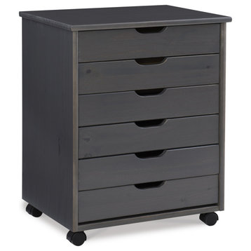 Cary 6-Drawer Wide Roll Cart, Gray