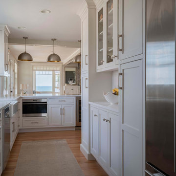 Bright Coastal Cottage Galley Kitchen with Ocean Views – Plum Island MA