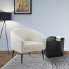 Barlow Faux Sheepskin Fur  Upholstered Accent Chair, Matte Black Legs
