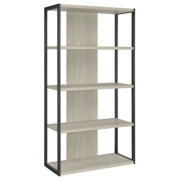 Coaster Loomis 4-shelf Modern Wood Bookcase in Whitewashed Gray