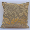 Damask Gold Burnout Velvet Pillow Covers 12"x12", Golden Damask