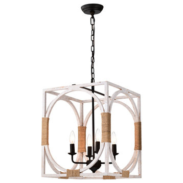 PD024/4RS Regulus 14" 4-Light Indoor Weathered White Finish Chandelier