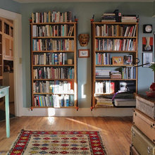 great floating bookshelves!