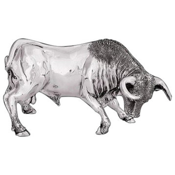 Silver Plated Bull Sculpture 7500