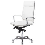 Nuevo Furniture - Nuevo Furniture Carlo Office Chair in White - Comfort, versatility and sleek ergonomic design imbues the Carlo high back office chair with its own sense of distinction and style. A contemporary aesthetic, highlighting refined design, the Carlo high back has a double padded, fully adjustable, seat and tall back rest in rich tailored naugahyde for added comfort, with chrome accented arms and 5 star castor base for 360 degree swivel.