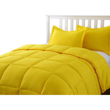 Lotus Home Water and Stain Resistant Microfiber Comforter Mini Set, Yellow, King