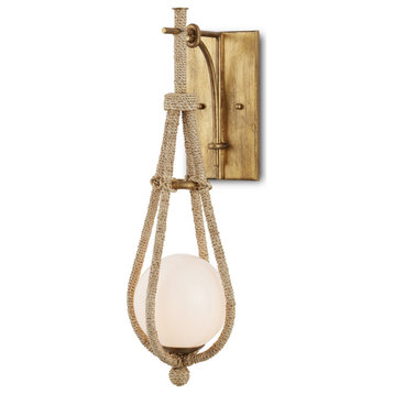 Passageway 1-Light Wall Sconce, Natural Rope/Dorado Gold/Frosted