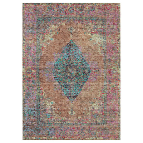 Machine Washable Indoor/Outdoor Chantille ACN2021 Orange 2'6" x 3'10" Rug