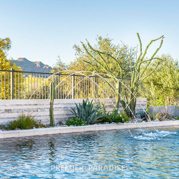 Custom Pool & Perimeter Overflow Spa with Outdoor Kitchen