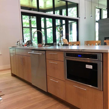 Quarter sawn white oak grain matched kitchen and closet
