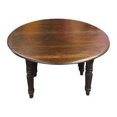 Mogul Interior - Consigned India Parliament Burmese Teak Table Solid Wooden Round Table - Coffee Tables