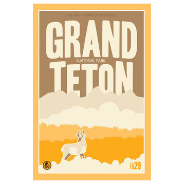 Matt Brass Grand Teton "The High Point of Wyoming" Art Print, 12"x18"