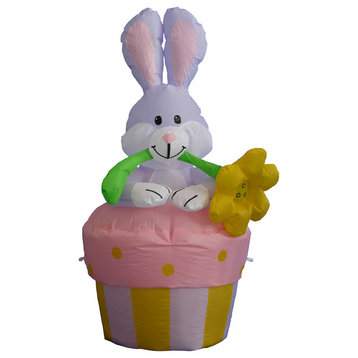 Easter Inflatable Rabbit on Flowerpot, 4'