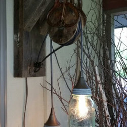 Reclaimed barn wood sconces with ball jars - Novelty Lighting
