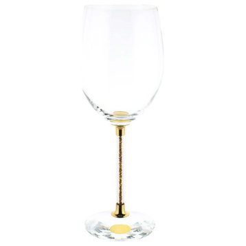 Sparkles Home Wine Glasses with Crystal-Filled Stems - Set of 6 - Gold