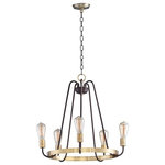 Maxim Lighting - Maxim Lighting 11735OIAB Haven - Five Light Chandelier - Arms that gracefully descend from a collector cradle a round metal band that can be removed for a minimalistic look. Available in two finish combinations: Black with Satin Nickel Accents and Oil Rubbed Bronze with Antique Brass accents.