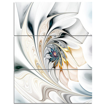 "White Stained Glass Floral Art" Metal Wall Art, 3 Panels, 28"x36"