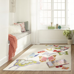 Butterflies Rugs by Momeni in Ivory - Rugs