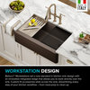 KRAUS Bellucci Workstation 33" Apron Front Kitchen Sink, Metallic Brown
