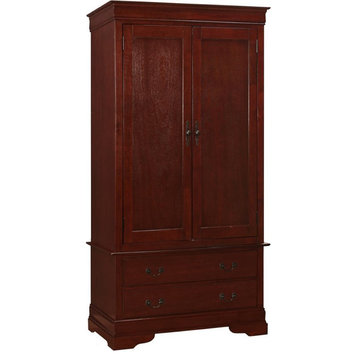 Glory Furniture Louis Phillipe 2 Drawer Armoire in Cherry