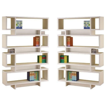 Home Square 4 Tier Contemporary Open Back Bookcase Set in White (Set of 2)