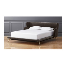 Lunar Grey Velvet Bed | CB2 - Beds