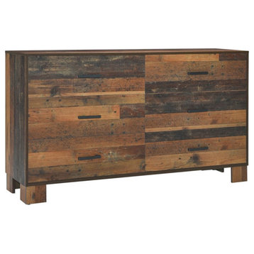 Pemberly Row Modern / Contemporary 6 Drawer Dresser in Rustic Pine