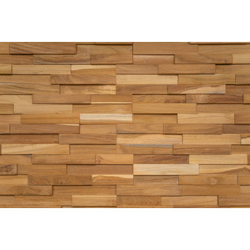 3D Wood Planks for Walls and Ceilings, 9.5 sq. ft, Natural Teak
