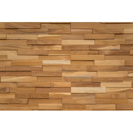 3D Wood Planks for Walls and Ceilings, 9.5 sq. ft, Natural Teak