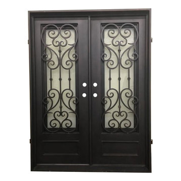 Vatican 61"x81" Iron Door Square Top With kickplate, Right Hand Inswing