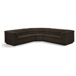 Meridian Furniture - Cascade Upholstered Modular Sofa, Brown, Boucle Fabric, Corner Sectional - Give your room a much-needed rehab when you bring home this Cascade boucle fabric modular sectional. The elegantly attention-grabbing design features a modern profile with curved arms deep horizontal channel tufting, so it wows from all angles. Upholstered in rich brown boucle fabric, this seat quickly becomes everyone's favorite spot for curling up with a good book or smart device. Thick foam padding ensures a cozy, body-hugging experience while you watch TV or just relax.