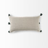 Charmaine 14.0Lx26.0Wx0.2H Beige and Green With Fringe Decorative Pillow Cover